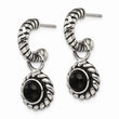 Stainless Steel Reversible CZ and Black Onyx Post Earrings