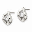 Stainless Steel CZ Polished Post Earrings