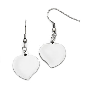 Stainless Steel Polished Heart Shepherd Hook Earrings - Birthstone Company