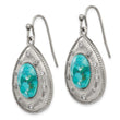 Stainless Steel Polished Imitation Turquoise and CZ Shepherd Hook Earrings