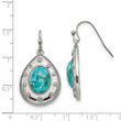 Stainless Steel Polished Imitation Turquoise and CZ Shepherd Hook Earrings