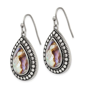 Stainless Steel Imitation Abalone Polished/Antiqued Earrings