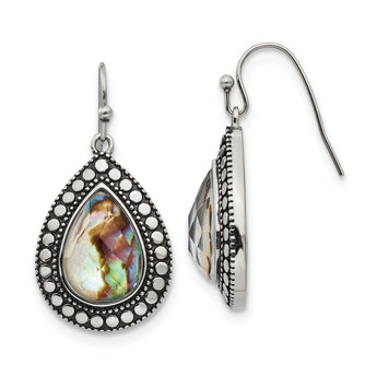 Stainless Steel Imitation Abalone Polished/Antiqued Earrings