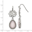 Stainless Steel Polished Rose Quartz Shepherd Hook Earrings