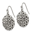 Stainless Steel Polished/Antiqued Circle Dangle Earrings