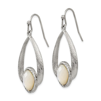 Stainless Steel Polished/Textured Mother of Pearl Earrings