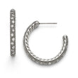 Stainless Steel Polished CZ Post Hoop Earrings