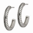 Stainless Steel Polished and Antiqued Post Hoop Earrings