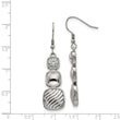 Stainless Steel Polished CZ Square Shepherd Hook Earrings