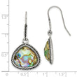 Stainless Steel Polished/Antiqued Imitation Abalone Earrings
