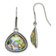 Stainless Steel Polished/Antiqued Imitation Abalone Earrings