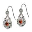 Stainless Steel Polished Red and Clear CZ Circle Earrings