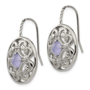 Stainless Steel Polished Synthetic Purple Calcedony Earrings