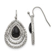 Stainless Steel Polished Black Onyx Shepherd Hook Earrings