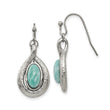 Stainless Steel Polished and Textured Dyed Synthetic Green Jade Earrings