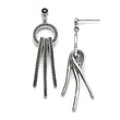 Stainless Steel Polished and Antiqued Bar Post Dangle Earrings