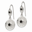 Stainless Steel Polished and Textured Black Onyx Circle Earrings