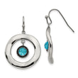 Stainless Steel Polished Wavy Circle Blue Glass Earrings