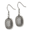 Stainless Steel Polished and Antiqued CZ Shepherd Hook Earrings