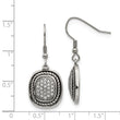 Stainless Steel Polished and Antiqued CZ Shepherd Hook Earrings