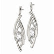 Stainless Steel Polished and Textured CZ Post Dangle Earrings