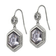 Stainless Steel Polished/Antiqued Glass and CZ Earrings