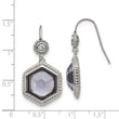 Stainless Steel Polished/Antiqued Glass and CZ Earrings