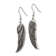 Stainless Steel Antiqued Shepherd Hook Dangle Wing Earrings