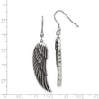 Stainless Steel Antiqued Shepherd Hook Dangle Wing Earrings