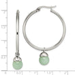 Stainless Steel Polished Hoop w/Green Aventurine Bead Earrings