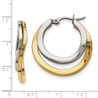 Stainless Steel Polished Yellow IP-plated 30mm Hoop Earrings