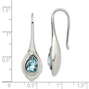 Stainless Steel Blue Glass Teardrop Shepherd Hook Earrings