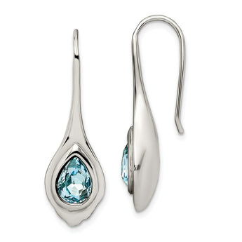 Stainless Steel Blue Glass Teardrop Shepherd Hook Earrings