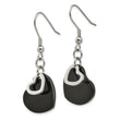 Stainless Steel Polished Black IP-plated Moveable Heart Earrings