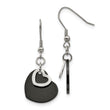 Stainless Steel Polished Black IP-plated Moveable Heart Earrings