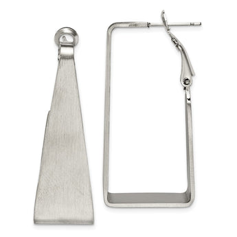 Stainless Steel Brushed Rectangle Hoop Earring