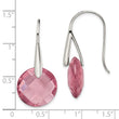 Stainless Steel Polished Maroon Glass Shepherd Hook Earrings