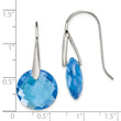 Stainless Steel Polished Blue Glass Shepherd Hook Earrings