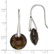 Stainless Steel Polished Dark Brown Glass Shepherd Hook Earrings