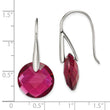 Stainless Steel Polished Red Glass Shepherd Hook Earrings