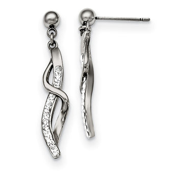 Stainless Steel Polished Crystal Post Earrings