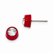 Stainless Steel Polished Red IPC-Plated Crystal Post Earrings - Birthstone Company