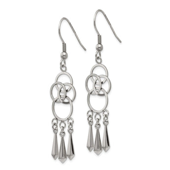 Stainless Steel Polished Dangle Shepherd Hook Earrings