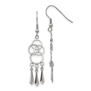 Stainless Steel Polished Dangle Shepherd Hook Earrings