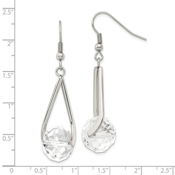 Stainless Steel Polished Glass Shepherd Hook Earrings