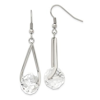 Stainless Steel Polished Glass Shepherd Hook Earrings