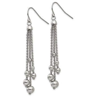 Stainless Steel Polished Dangle Shepherd Hook Earrings