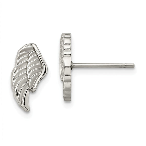 Stainless Steel Polished Angel Wing Post Earrings