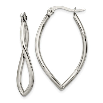 Stainless Steel Polished Wavy Hoop Earrings