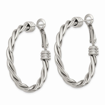 Stainless Steel Polished Twisted Hoop Earrings